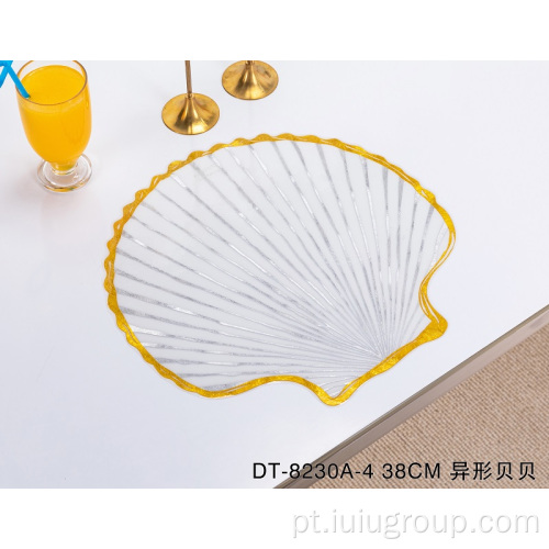 Forma de concha do mar Irregular Gold&#39;s Plástico Placemats